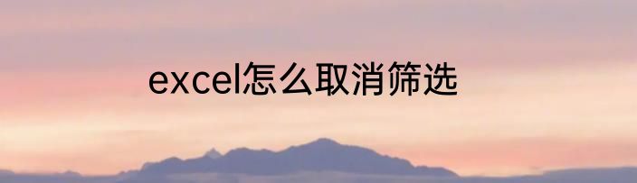 excel怎么取消筛选