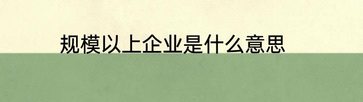 规模以上企业是什么意思