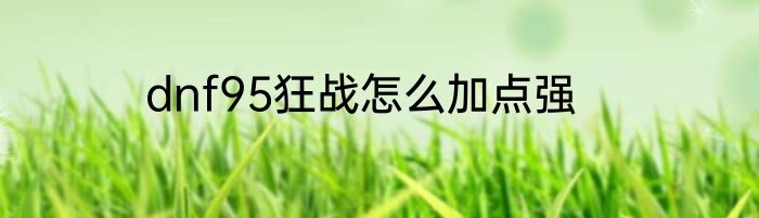 dnf95狂战怎么加点强