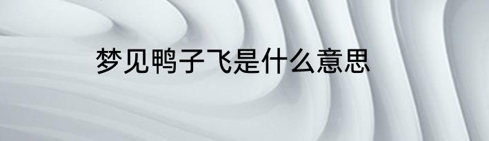 梦见鸭子飞是什么意思