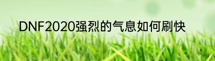 DNF2020强烈的气息如何刷快