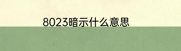 8023暗示什么意思
