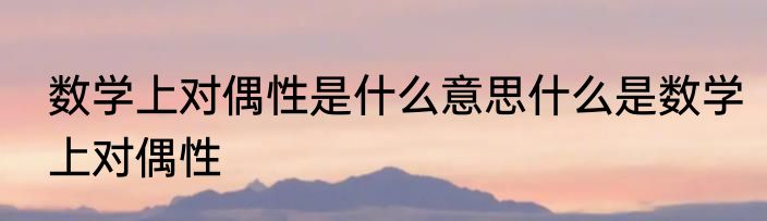 数学上对偶性是什么意思什么是数学上对偶性