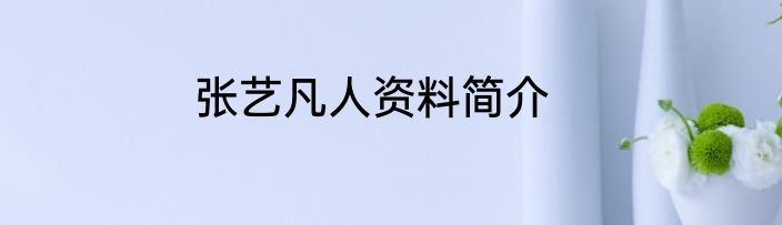 张艺凡人资料简介