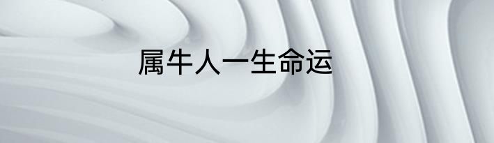 属牛人一生命运