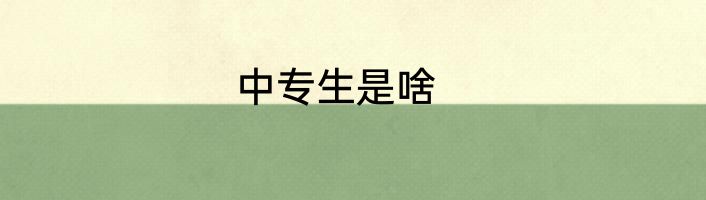 中专生是啥