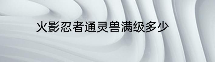 火影忍者通灵兽满级多少