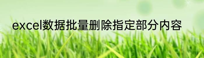 excel数据批量删除指定部分内容
