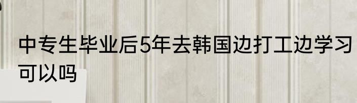 中专生毕业后5年去韩国边打工边学习可以吗