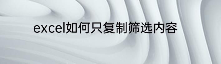 excel如何只复制筛选内容