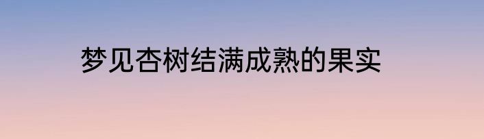 梦见杏树结满成熟的果实
