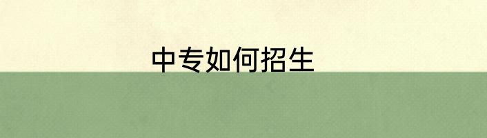 中专如何招生