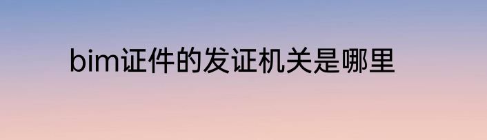 bim证件的发证机关是哪里