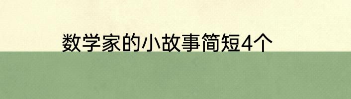 数学家的小故事简短4个