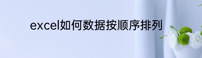 excel如何数据按顺序排列