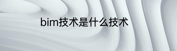bim技术是什么技术