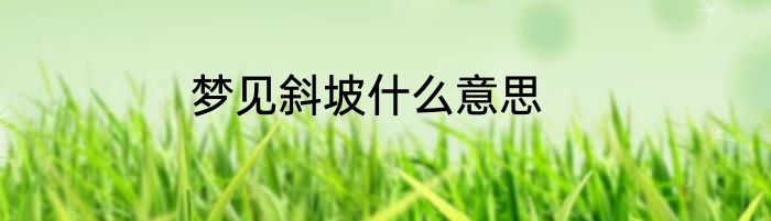 梦见斜坡什么意思