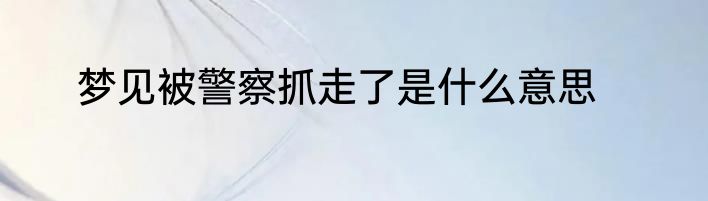 梦见被警察抓走了是什么意思