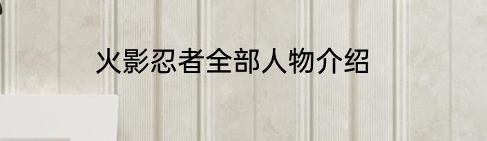 火影忍者全部人物介绍