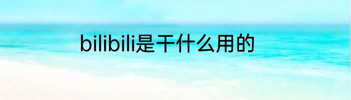 bilibili是干什么用的
