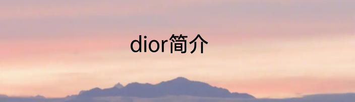 dior简介