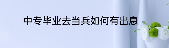 中专毕业去当兵如何有出息