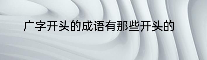 广字开头的成语有那些开头的