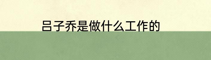 吕子乔是做什么工作的