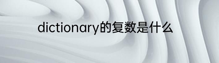 dictionary的复数是什么