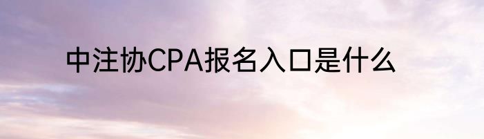 中注协CPA报名入口是什么