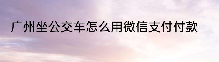 广州坐公交车怎么用微信支付付款