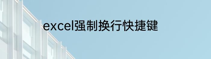 excel强制换行快捷键