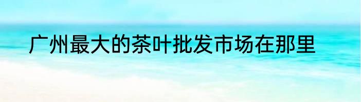 广州最大的茶叶批发市场在那里