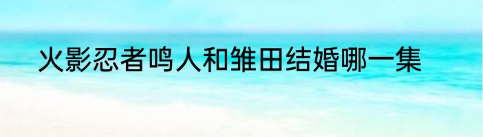 火影忍者鸣人和雏田结婚哪一集
