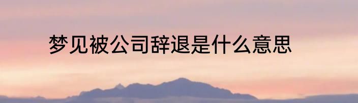 梦见被公司辞退是什么意思