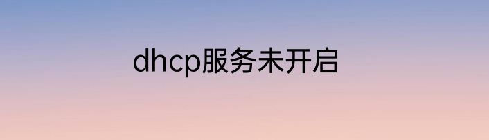 dhcp服务未开启