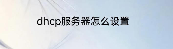 dhcp服务器怎么设置