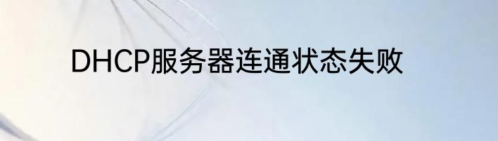 DHCP服务器连通状态失败