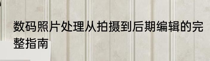 数码照片处理从拍摄到后期编辑的完整指南