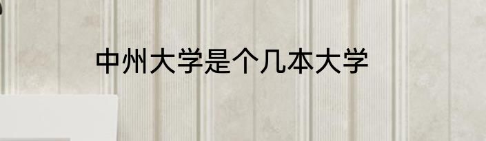 中州大学是个几本大学