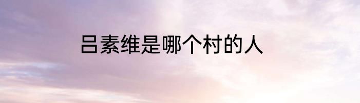吕素维是哪个村的人