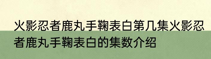 火影忍者鹿丸手鞠表白第几集火影忍者鹿丸手鞠表白的集数介绍