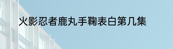 火影忍者鹿丸手鞠表白第几集