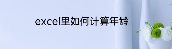 excel里如何计算年龄