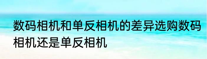数码相机和单反相机的差异选购数码相机还是单反相机
