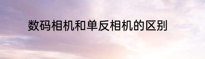 数码相机和单反相机的区别