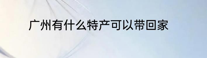 广州有什么特产可以带回家