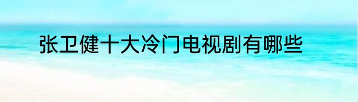 张卫健十大冷门电视剧有哪些