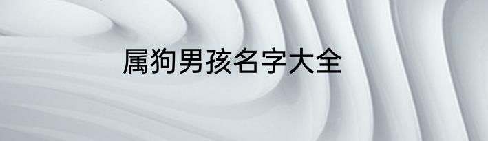 属狗男孩名字大全