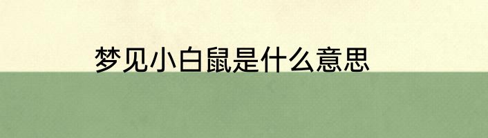梦见小白鼠是什么意思